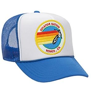 Aviator Nation Trucker hat, NWT, neon blue white, adjustable sizing, unisex